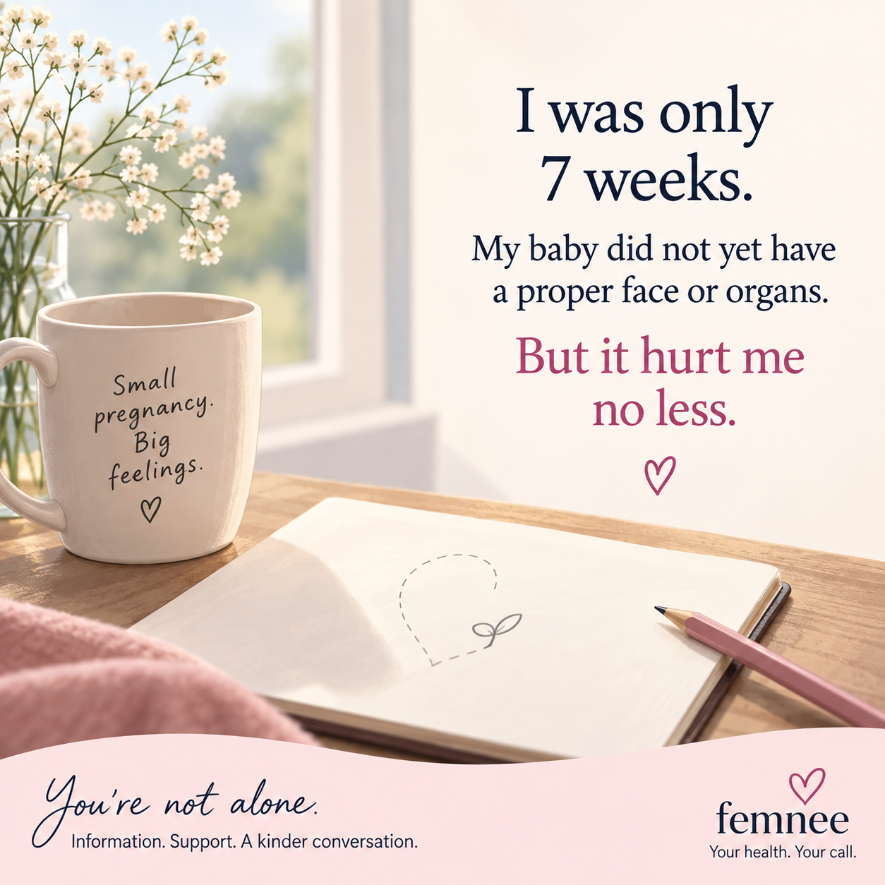 A quiet symbolic scene acknowledging the impact of an early miscarriage