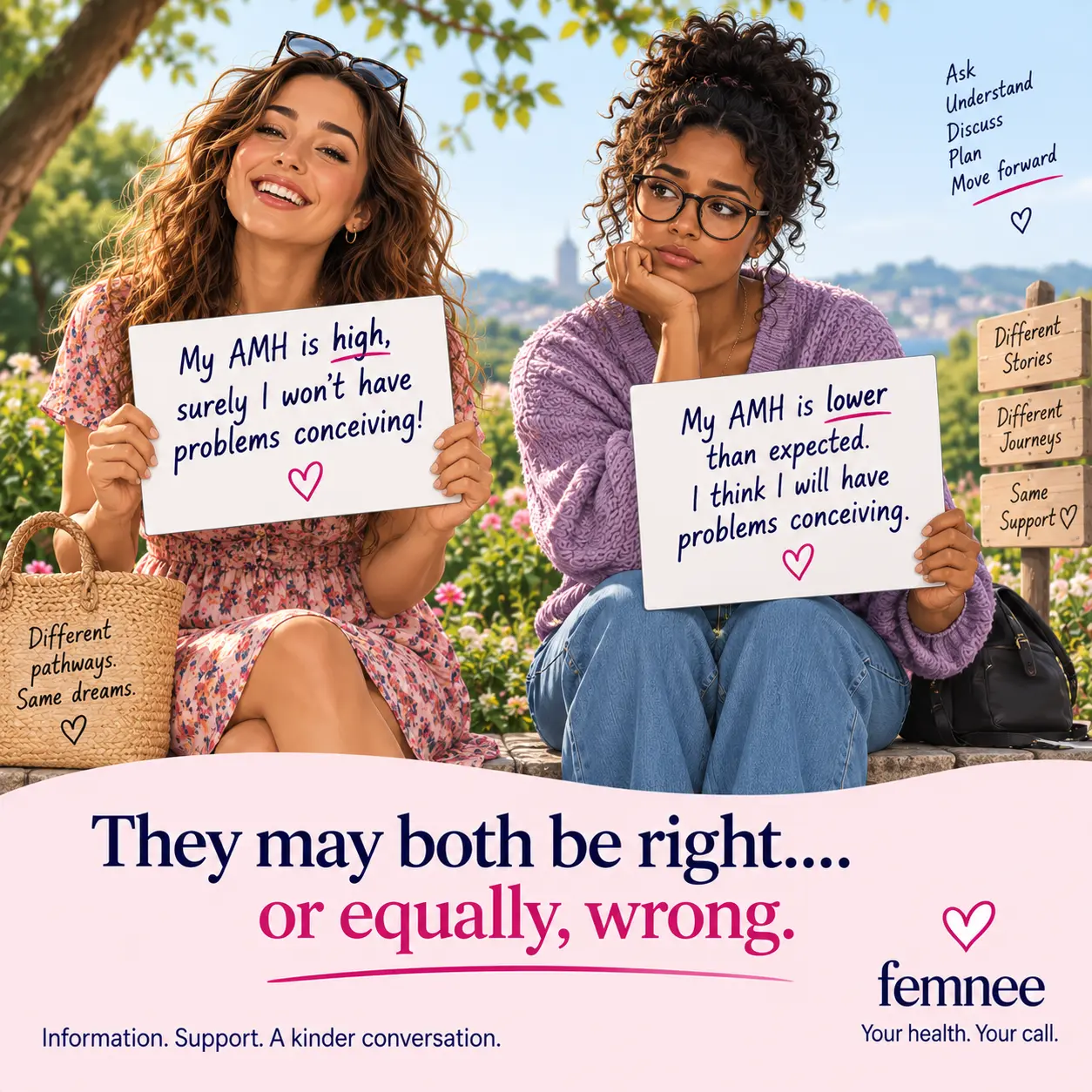 Two women reflect on contrasting high and low AMH results